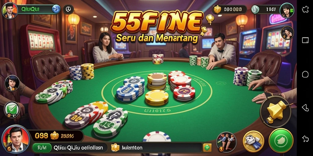 Tampilan gameplay seru QiuQiu di 55FIVE.