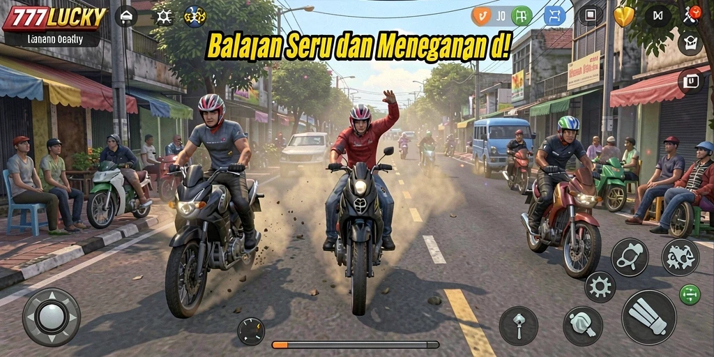 Tampilan balapan mendebarkan di 777LUCKY dengan mobil kencang.