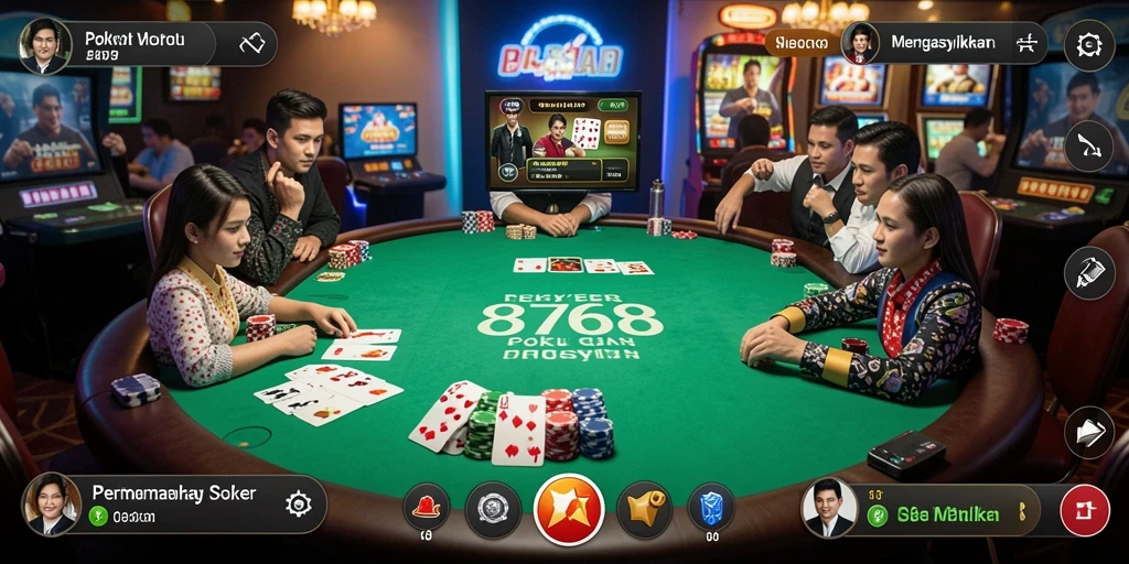 Screenshot menampilkan pemain sedang menikmati permainan Poker yang seru.