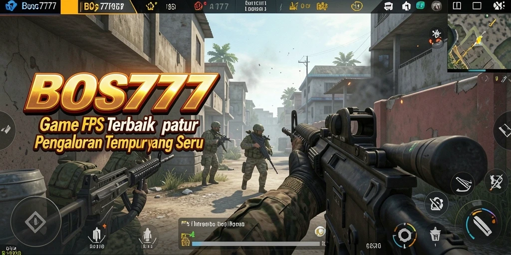 Tangkapan layar gameplay BOS777 menampilkan aksi tembak-menembak yang intens.