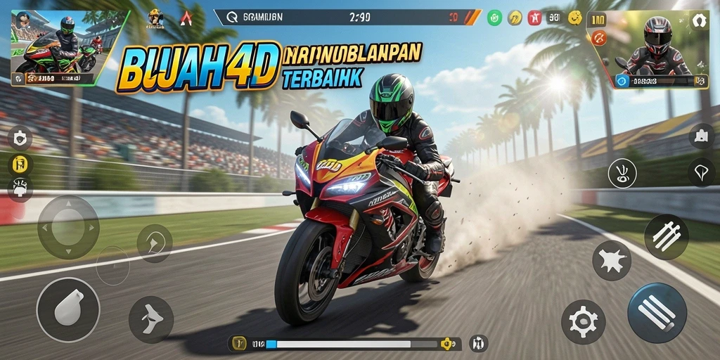 Screenshot BUAH4D menampilkan aksi balapan motor yang mendebarkan.