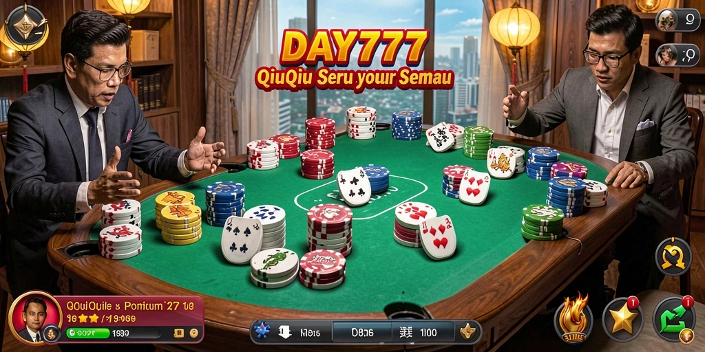 Screenshot DAY777 menampilkan aksi seru permainan QiuQiu.