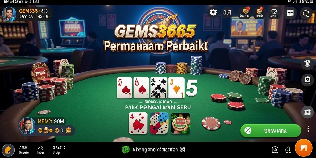 Tampilan gameplay GEMS365 yang mendebarkan dalam permainan poker.