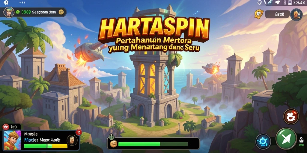 Tampilan gameplay HARTASPIN yang seru dan menantang dalam Tower Defense.