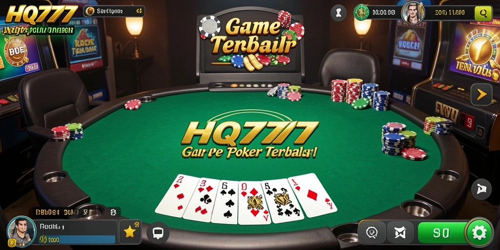 Tampilan gameplay Poker yang mendebarkan dan interaktif.