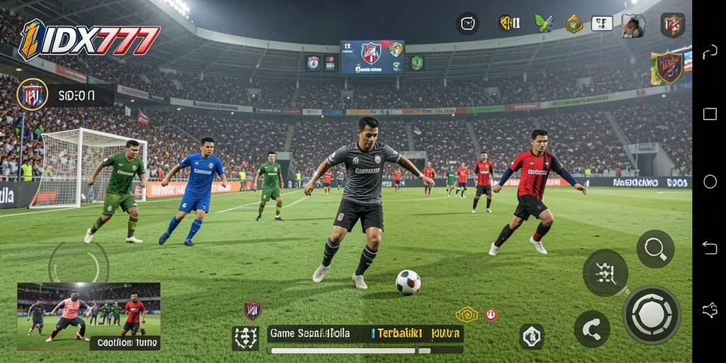 Tampilan gameplay mendebarkan dari pertandingan sepak bola dalam IDX777.