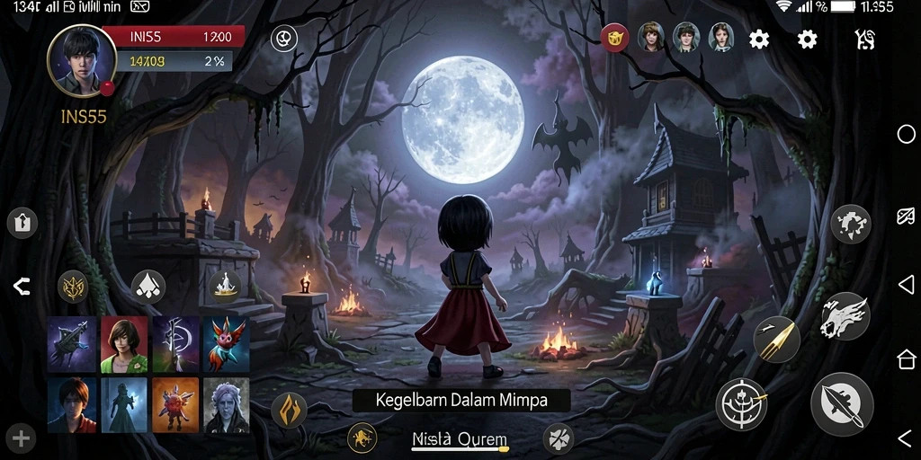 Tampilan gameplay INS55 yang mengerikan dengan efek visual yang menakutkan.