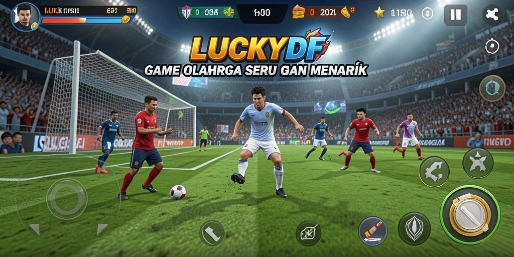 Screenshot utama LUCKYDF menampilkan aksi seru olahraga kompetitif.