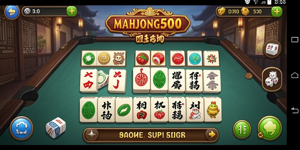Tampilan gameplay seru MAHJONG500 dengan grafik menarik.
