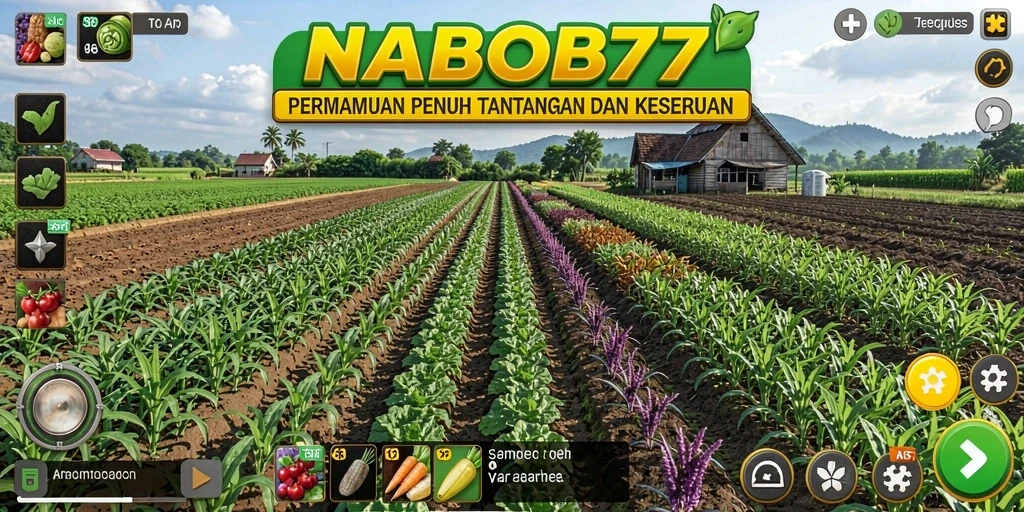 Tangkapan layar gameplay NABOB77 menunjukkan aktivitas pertanian yang seru.