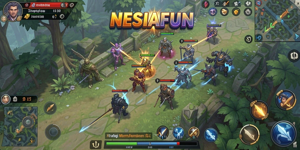 Tangkapan layar utama menunjukkan gameplay strategi yang memukau dari NESIAFUN.