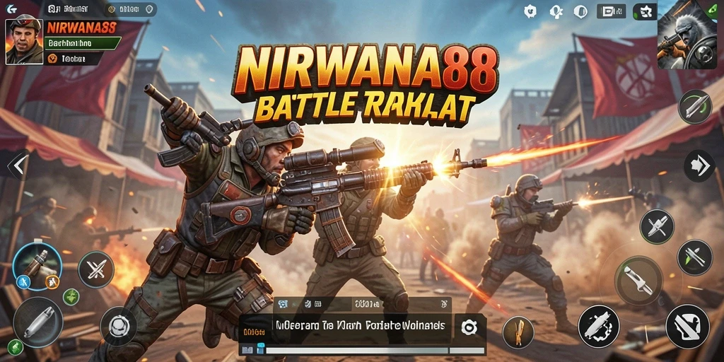 Tampilan gameplay NIRWANA88 dengan pertempuran seru Battle Royale.