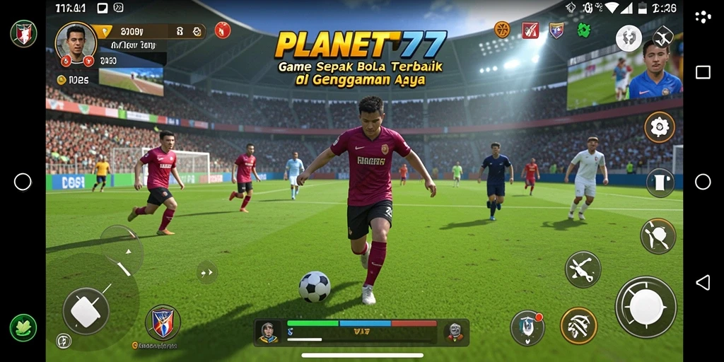 Screenshot PLANET77 menampilkan aksi seru permainan sepak bola.