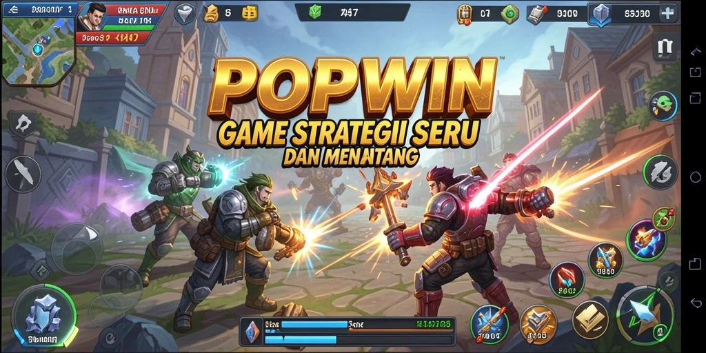 Screenshot utama POPWIN menampilkan gameplay yang mendebarkan dan penuh strategi.