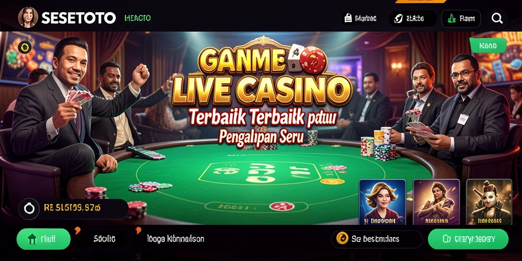 Screenshot gameplay SESETOTO dengan dealer langsung tengah beraksi di meja kasino.