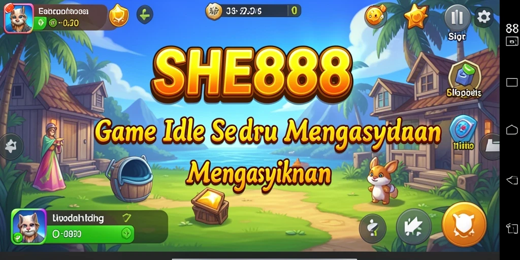 Tangkapan layar utama SHE888 menampilkan gameplay Idle yang menyenangkan dan adiktif.