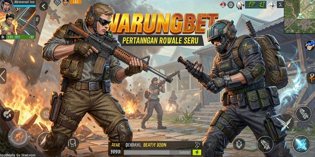 Tangkapan layar menunjukkan aksi intens dalam game Battle Royale.
