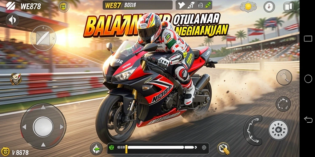 Tampilan gameplay seru dari balapan motor yang mendebarkan.
