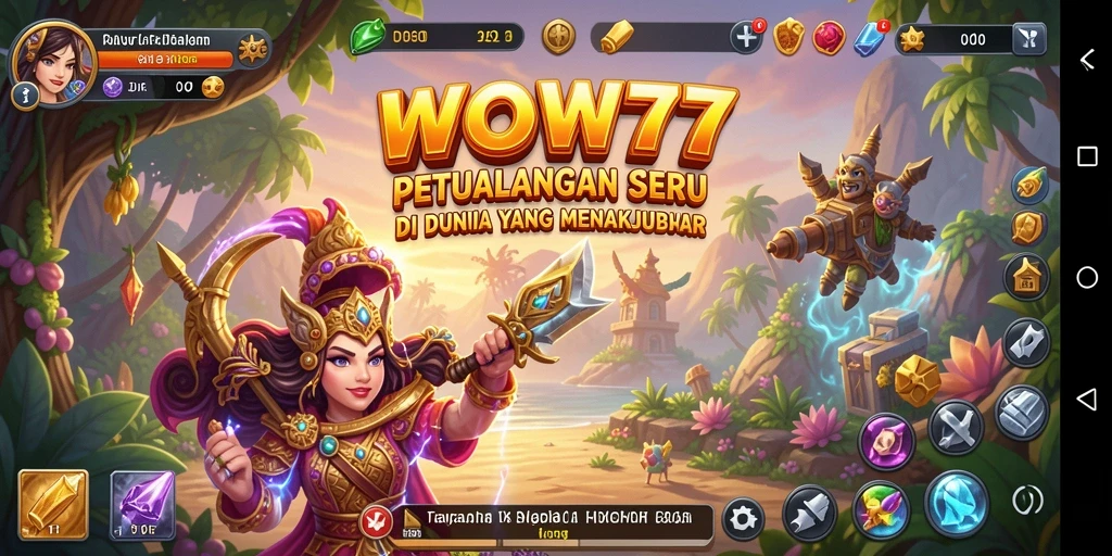 Screenshot WOW77 menampilkan karakter petualang dalam misi seru.
