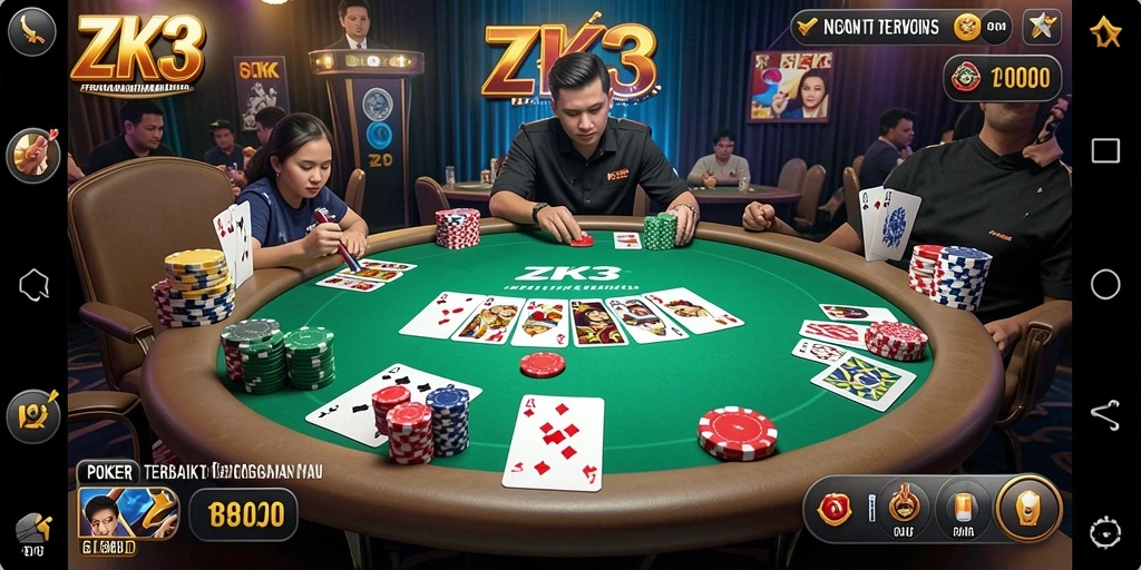 Screenshot gameplay ZK3 menampilkan aksi seru permainan Poker.