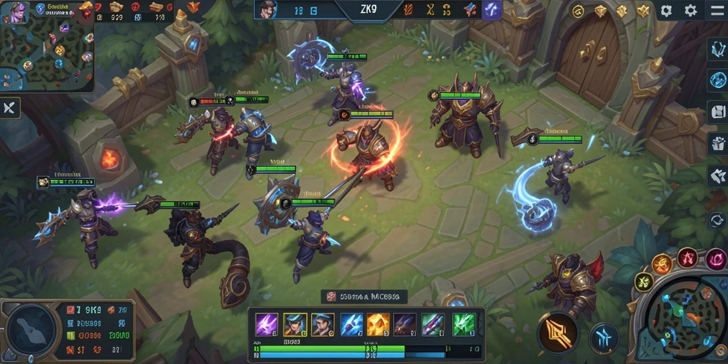 Tangkapan layar intens pertempuran gameplay MOBA ZK9.